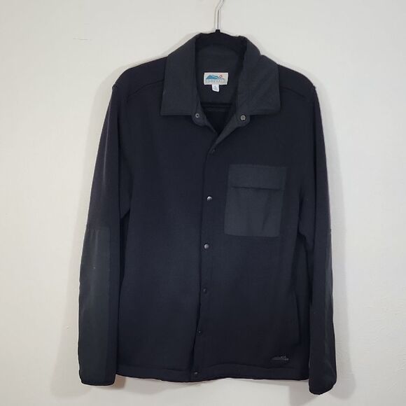 Edgevale Black Fleece Jacket With Contrastating Pocket And Arm Detail Sz L - Picture 1 of 7